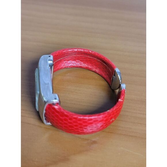 Vintage Geneva Analog Wristwatch Red Cuff Band - Picture 5 of 7